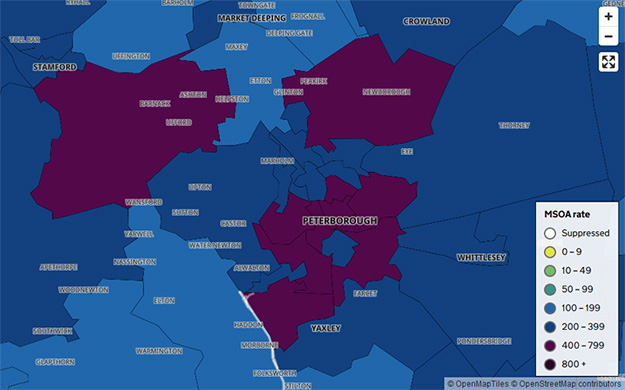 COVID-19 cases per 100,000